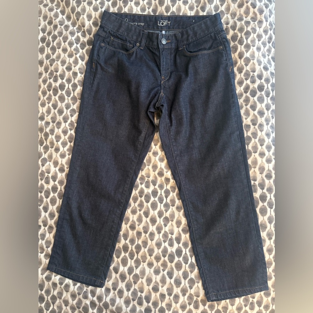 LOFT - Curvy Crop Dark Denim Jeans